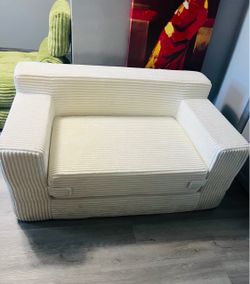 White Corduroy Loveseat Sofa