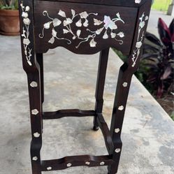 Antique Chinese rosewood mother of pearl plant stand
