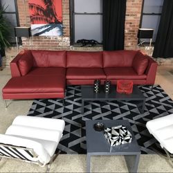 Red Leather Sectional Couch