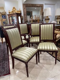Stylish Set of 6 Italian Neoclassical Style Striped Dining Chairs🌷 price for All