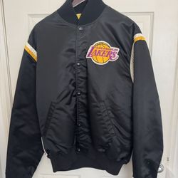 Vintage NBA Starter Authentic LA Los Angeles Lakers Black Satin Jacket Size XL