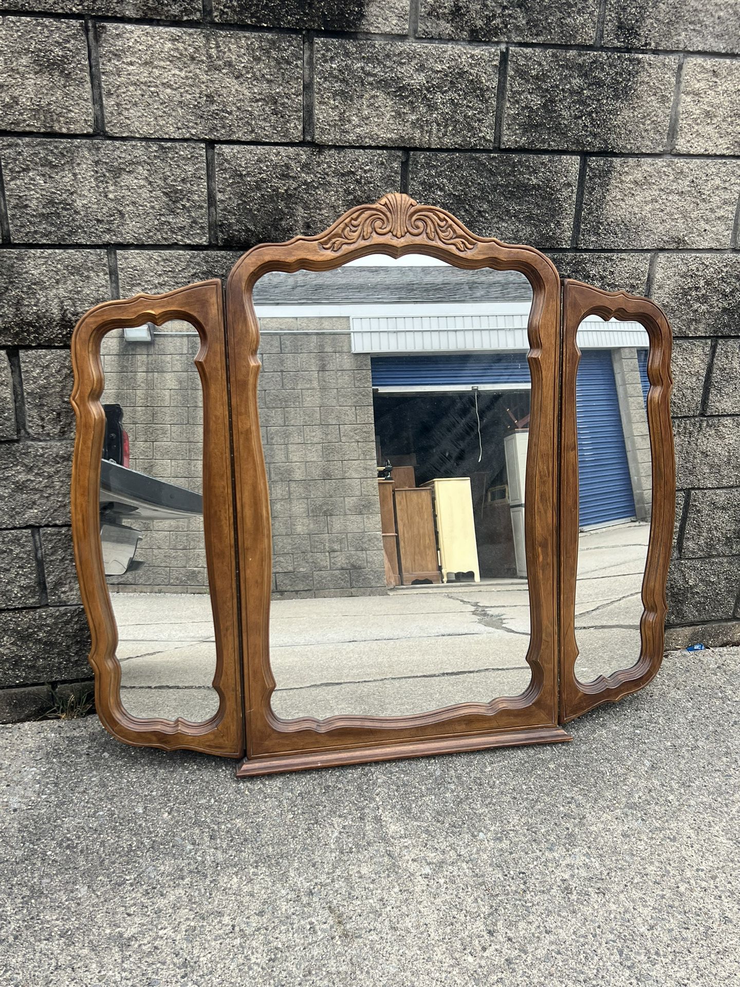 French Provincial tri-fold mirror 