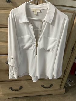 Michael Kors White Zip-Front BlouseMK