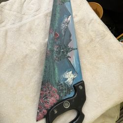 Painted Handsaw Hand Saw Mountain Scenery 