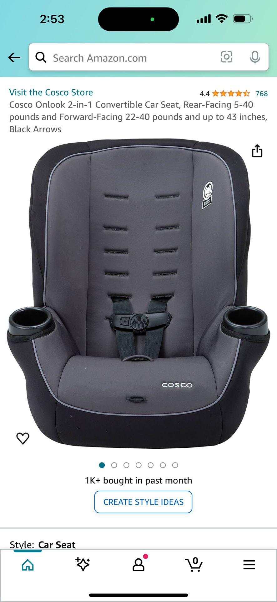 NEW Cosco Convertible 2 In 1 Toddler Car seat Gray Black Up To 40 Lbs 