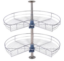 Dowell 28" Kidney Lazy Susan, 2 Shelves, Kitchen Base Corner Cabinet Organizer (Chrome 4001 270 28)