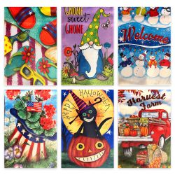 All-Season Garden Flag Set – 6 Seasonal Flags + Metal Flag Stand