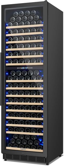 200 Bottle Dual Zone Wine Fridge – 24 Inch Large Capacity Wine Cooler Refrigerator Freestanding/Built-In with Upgraded Compressor, Low-Noise Wine Cell