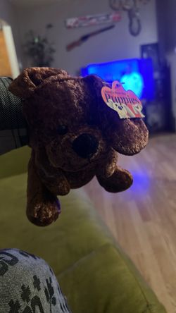 Vintage Chenille Bean Bag Puppies Brown Dog Plush by Atico International