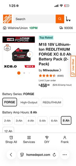 Milwaukee Forge 8 AH 2 pack battery brand new not opened