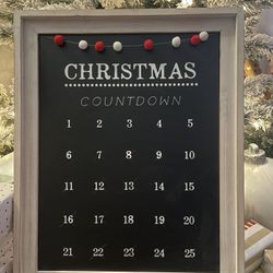 Wood Chalk Sign Christmas Countdown