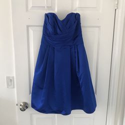 David’s Bridal Short Strapless Satin Dress with Pockets