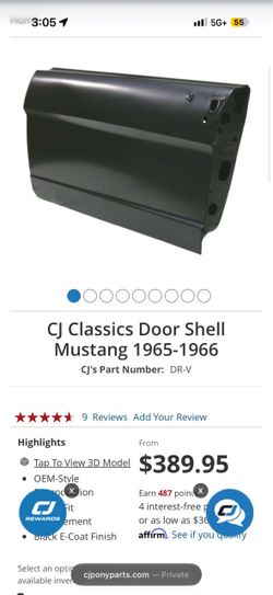 New repro L/R door shell for 64-66 mustang