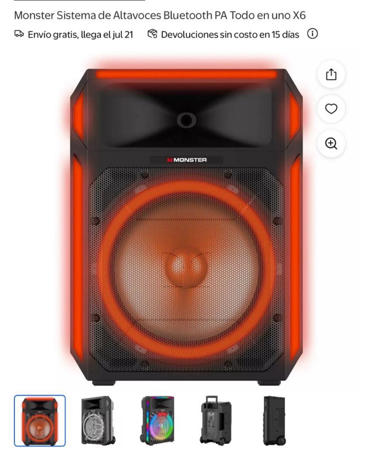 Bocina Monster Sistema de Altavoces Bluetooth PA Todo en uno X6