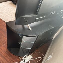 TV Stand. Black W/ Two Glass Shelves