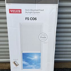 Velux 21in x 45 3/4in Fixed Deck Mount Skylight with Shade