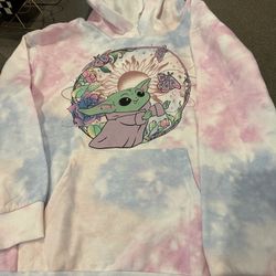 Girls New Baby Yoda Fleece Hoodie Size 14/16