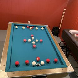 Bumper Pool Table Top – Classic Style – Includes Balls & Cues