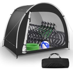 Bike Storage Tent Waterproof Outdoor Shed for 4 Bikes Lawn Mower & Garden Tools