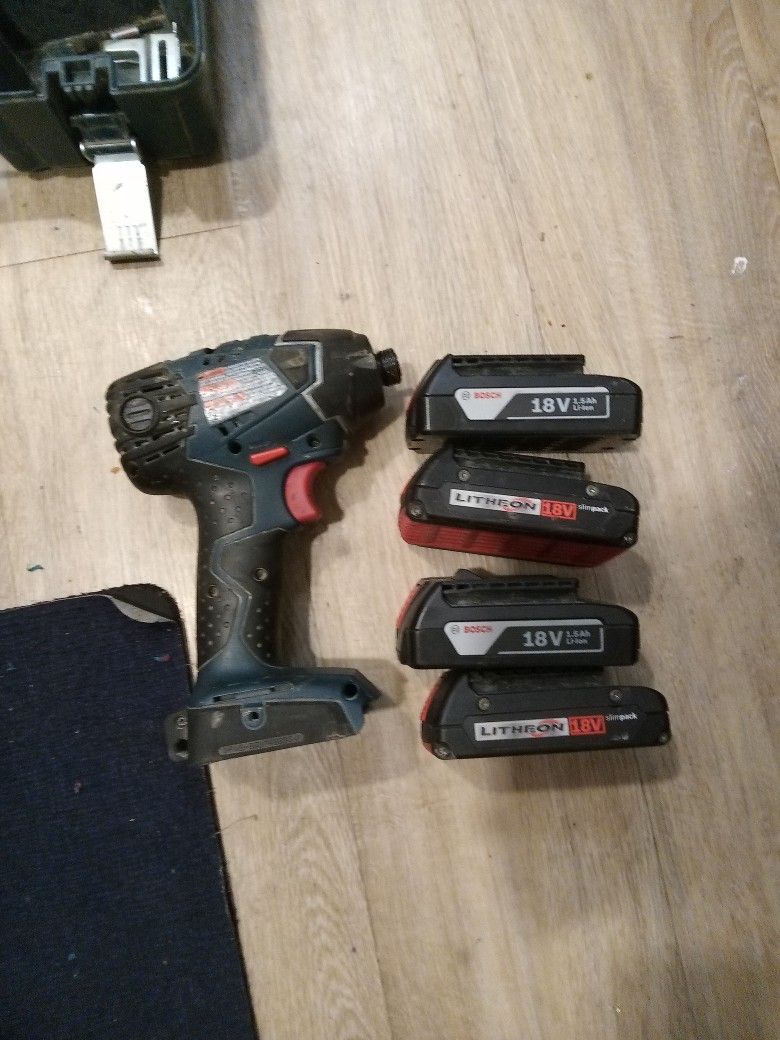 Bosch 18 Volt Impact With Four Batteries