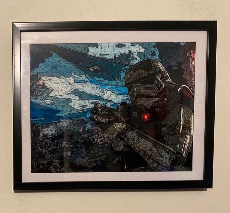 Star wars Storm trooper in battle zone art piece