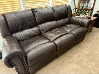 Dark brown Leather Manuel Reclining Couch