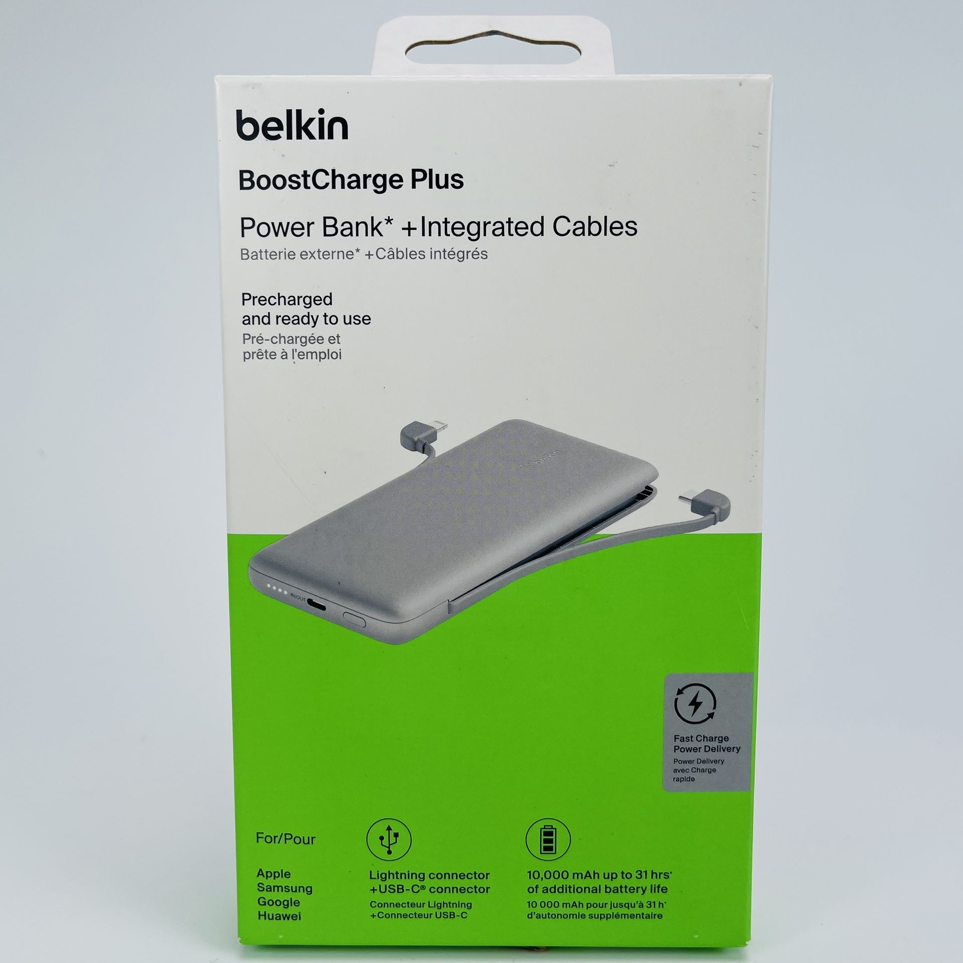 Belkin BOOST CHARGE PLUS USB-C & Lightning Power Bank with Integrated Cables NEW