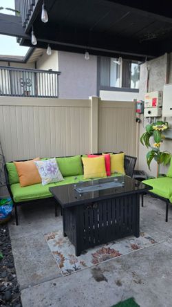 Modular Outdoor Patio Furniture Set with Fire Pit Table  OBO