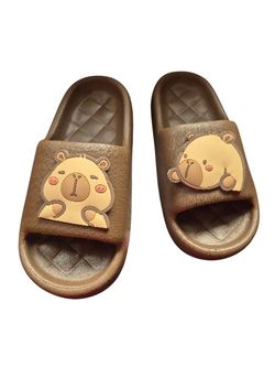 Capybara Sandals, Soft Brown Cozzy Wide Slippers, Size 7-8 WIDE, Indoor/Outdoor 