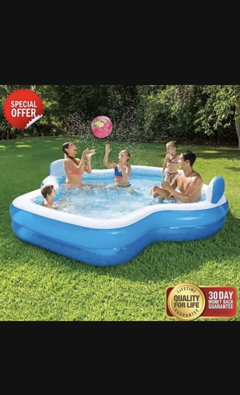 Members Mark Elegant Family Pool 10 Feet Long 2 Inflatable Seats with Backrests!