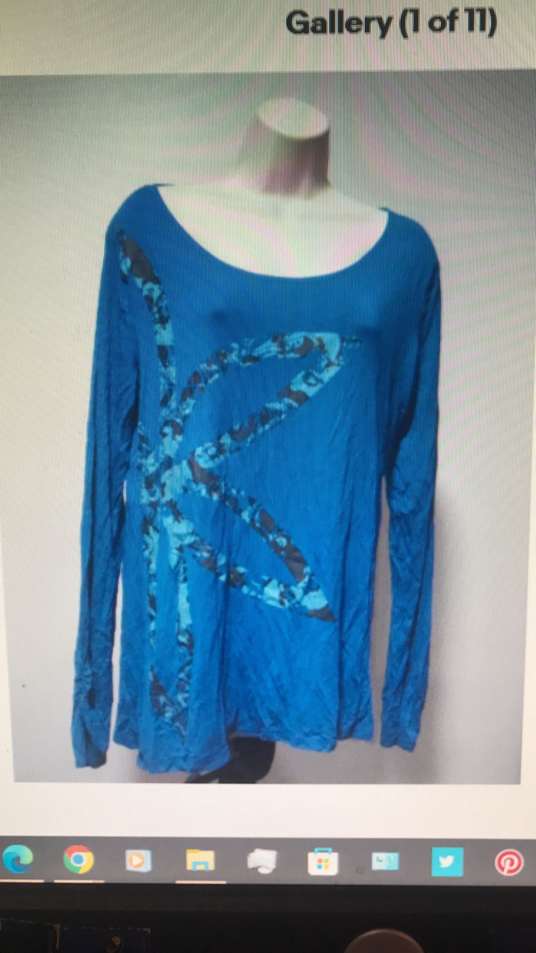 Gaiam Women Blue Turquoise/Black 1/2 Star Design Harmony Long Sleeve Yoga Tee XL