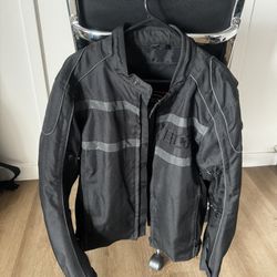 Custom Bilt Mens Black Motorcycle Padded Zip Up Jacket Size L