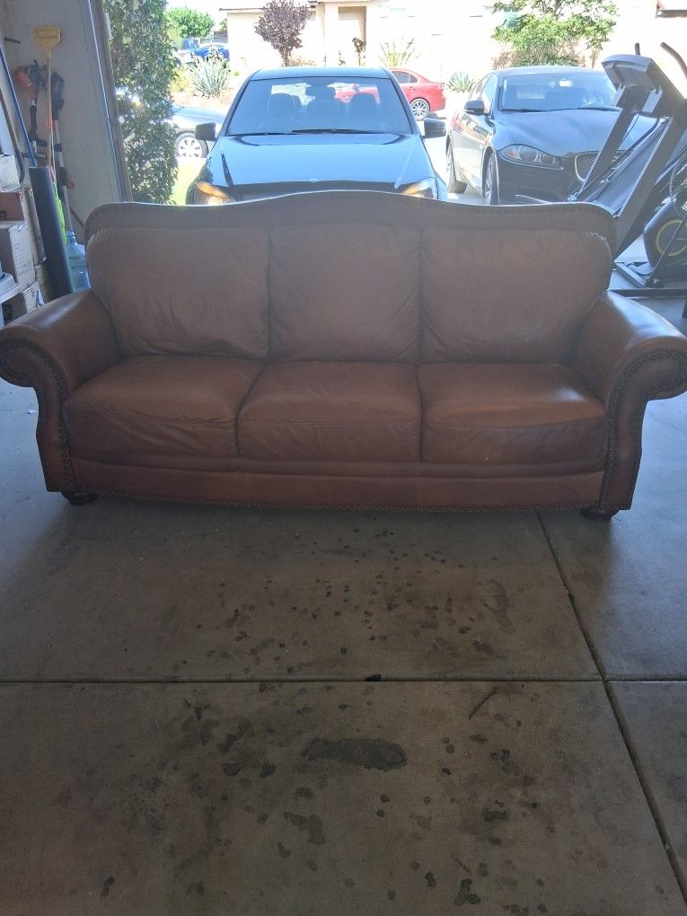 Real Leather Brown Sofa