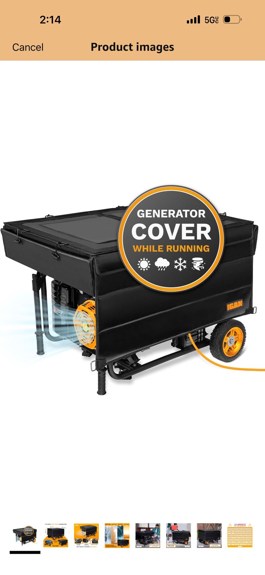 IGAN Generator Covers While Running for most 3500w-12000w Generators - Ultra Heavy Duty Generator Covers for Outside - Portable Waterproof Generator C