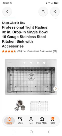 Glacier Bay 32" Topmount Single Bowl Kitchen Sink Brand New (Price Is Firm)