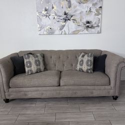 3-Piece Living Room Sofa Set – Gray Couch + Loveseat + Recliner