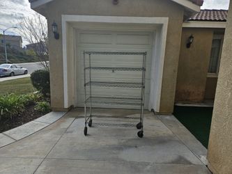 Wire Rack Heavy Duty With Wheels 68 Hight 48 Leanght 18 Width 5 Shelves