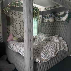 4 Post Canopy Bed With Fabric Frame Only 