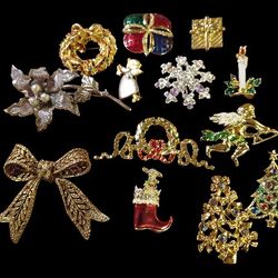 Christmas Brooch Lot