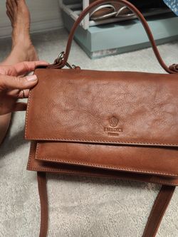 Vtg I Medici Handcrafted Brown Leather Shoulder/hand Bag Florence Italy