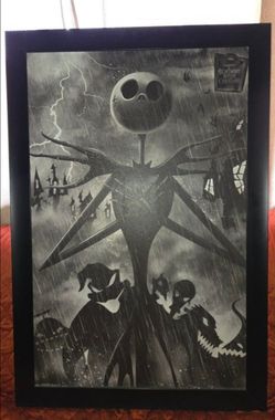 38×26 FRAMED Nightmare Before Christmas Artwork