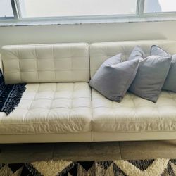 Make An Offer! White Leather Couch Perfect Condition 