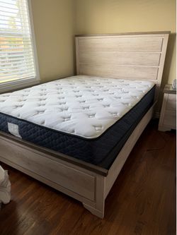 Queen Bed Frame & Mattress (Living Spaces)