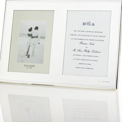 Kate Spade New York Darling Point Double 5 x 7” Silver Frame Wedding Mr. & Mrs.
