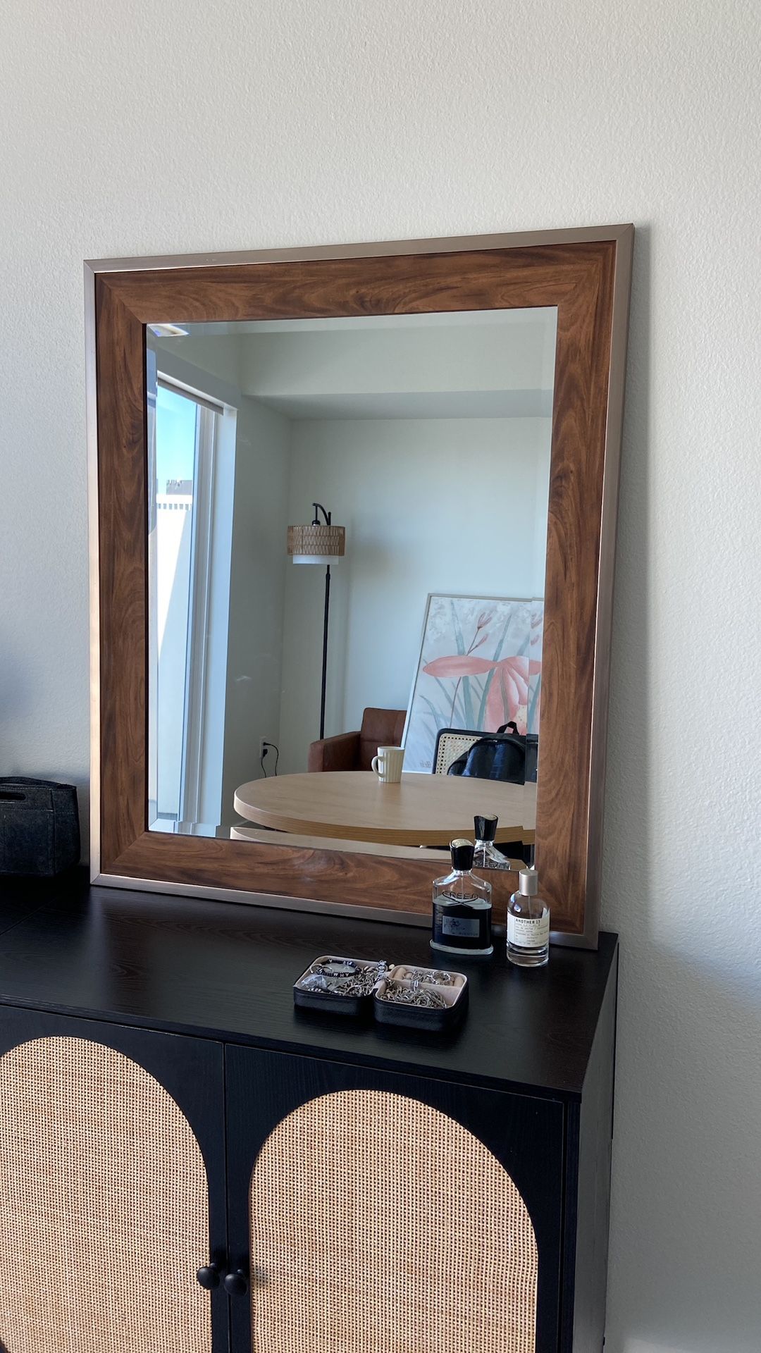 Mid-Century vintage wood mirror