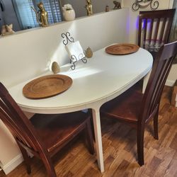 Semi Oval Dining room Table And 3 Chairs
