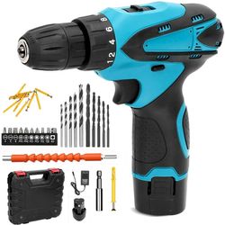 Boreas Cordless Drill Set, 12V Electric Drill Driver with 42 Acessories, Home Power Drill Cordless with 3/8" Keyless Chuck, 2 Speed, 18+1 Position, Bu