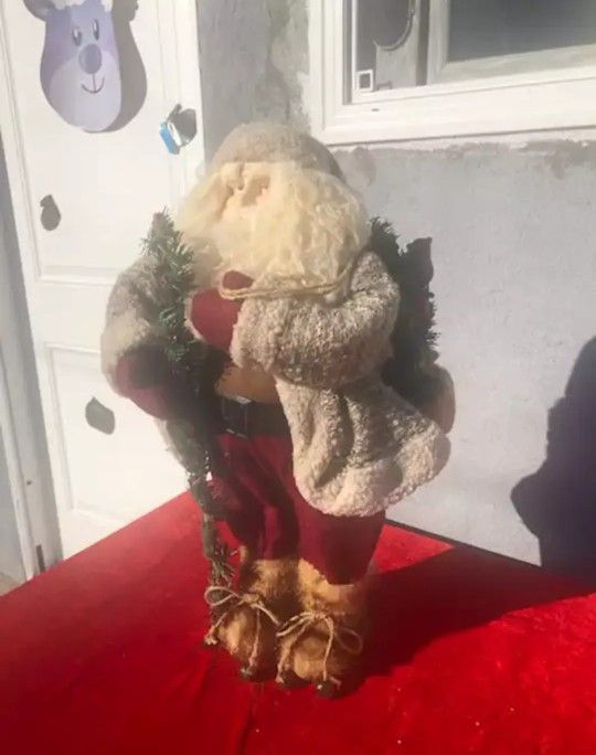 Christmas Decor  Standing Santa With Pine 