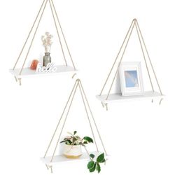 White Wood Hanging Shelf 