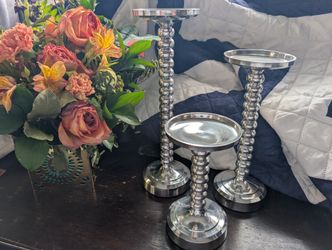 Pomeroy Urban Polished Bubble Pillar Candle Holder. Set of 3.